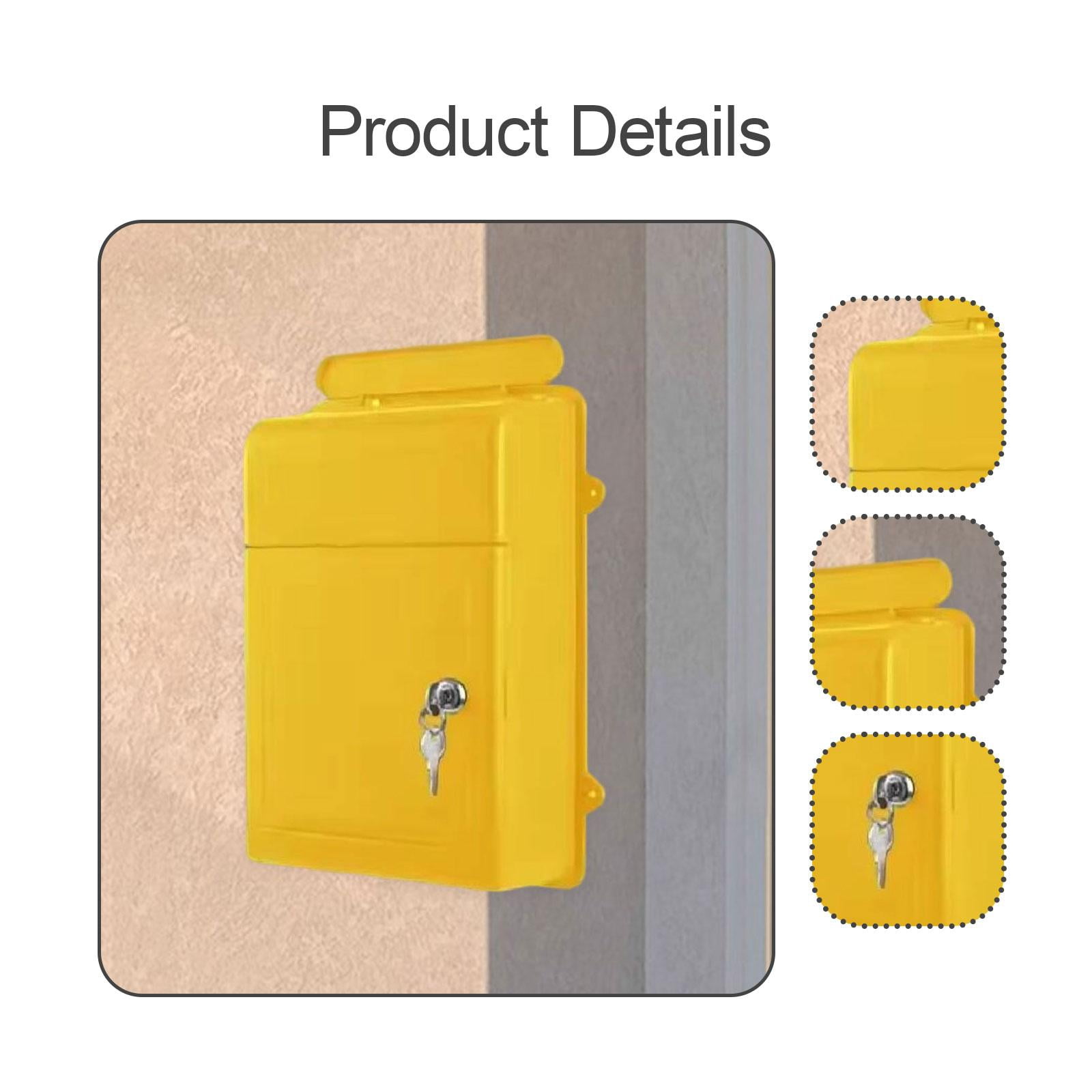 Baoblaze Wall Mounted Mailbox Wide Opening Collection Box for Cards Newspapers School Yellow