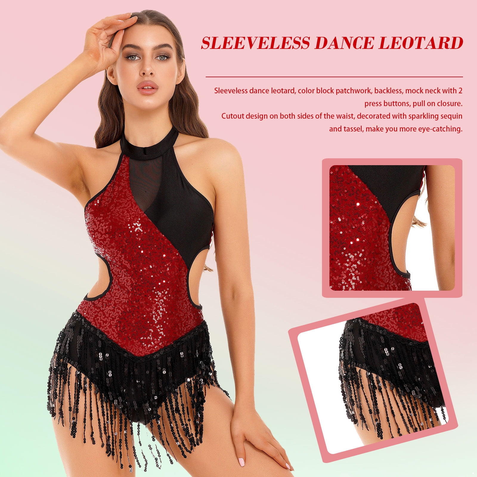 YIZYIF Womens Lyrical Dance Costume Halter Neck Sparkle
