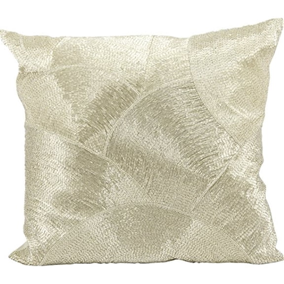 Nourison Luminecence Fan Design Silver Throw Pillow