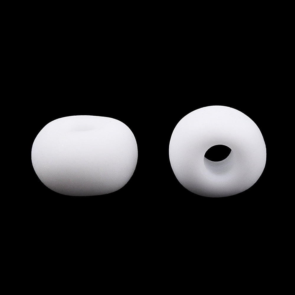 Frosted Opaque Glass Seed Beads Round White 4~5x2.5~5mm Hole: 1mm 4500pcs/bag 440~450g/bag