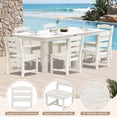 thumbnail image 5 of KINGYES 8-Piece HDPE Outdoor Dining Set for 6, Square Patio Table & Armless Chairs with Umbrella Hole, All-Weather Patio Dining Set for Backyard, Garden, Lawn & Poolside, White, 5 of 8