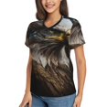 thumbnail image 2 of Womens Short Sleeve T Shirts Casual V Neck Tops Tee, American Flag Bald Eagle USA, 2 of 6