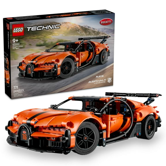 LEGO Technic Bugatti Chiron Pur Sport Hypercar Building Toy for Boys & Girls - Sports Car Toy W/Realistic Steering & Engine for Kids & Racing Fans, Ages 9  - Gift Idea for Birthdays - 42222