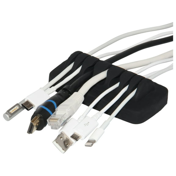 Heaviest Cable Organizer on the Market! Compact Weighted Desktop Cord Holder (Black) ENVISIONED