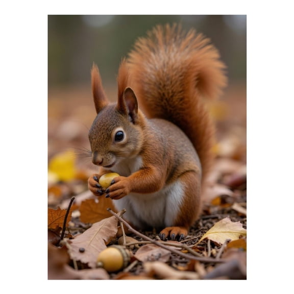 Diamond Art Kit for Adults, Autumn Squirrel Collecting Acorns Diamond Painting for Adults Beginners, DIY Diamond Art Painting Kits, 5D Diamond Painting Crafts for Home Decor 12x16 Frameless