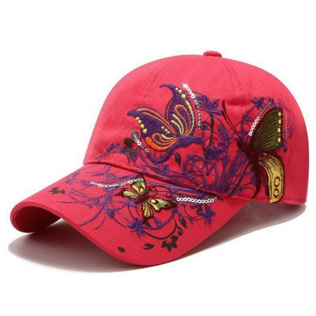 Korean-Style Sequin Embroidered Butterfly Embroidered Baseball Cap Lipstick Tide Hat Female‘S Cap