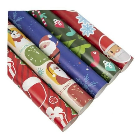 Panda Superstore 29.5 x 20.5 in. Random Pattern Christmas Gift Holiday Wrapping Paper, Red, Green & Blue - 10 per Roll