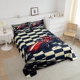 thumbnail image 4 of Race Car Comforter Set King Size Teens, 3D Sports Car Cool Automobile Bedding Vintage Chessboard Pattern Quilted Bedding Racer Duvet Set,1 Comforter 2 Pillowcases, 4 of 6