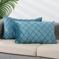 thumbnail image 2 of Unique Bargains Velvet Decorative Pillow Covers Geometric Textured Cushion Covers 2 Pcs Blue 12" x 20", 2 of 6