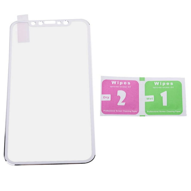 Pantalla móvil, película de vidrio templado de protección completa con borde enchapado en metal, cubierta antideslumbrante y antihuellas para Plata