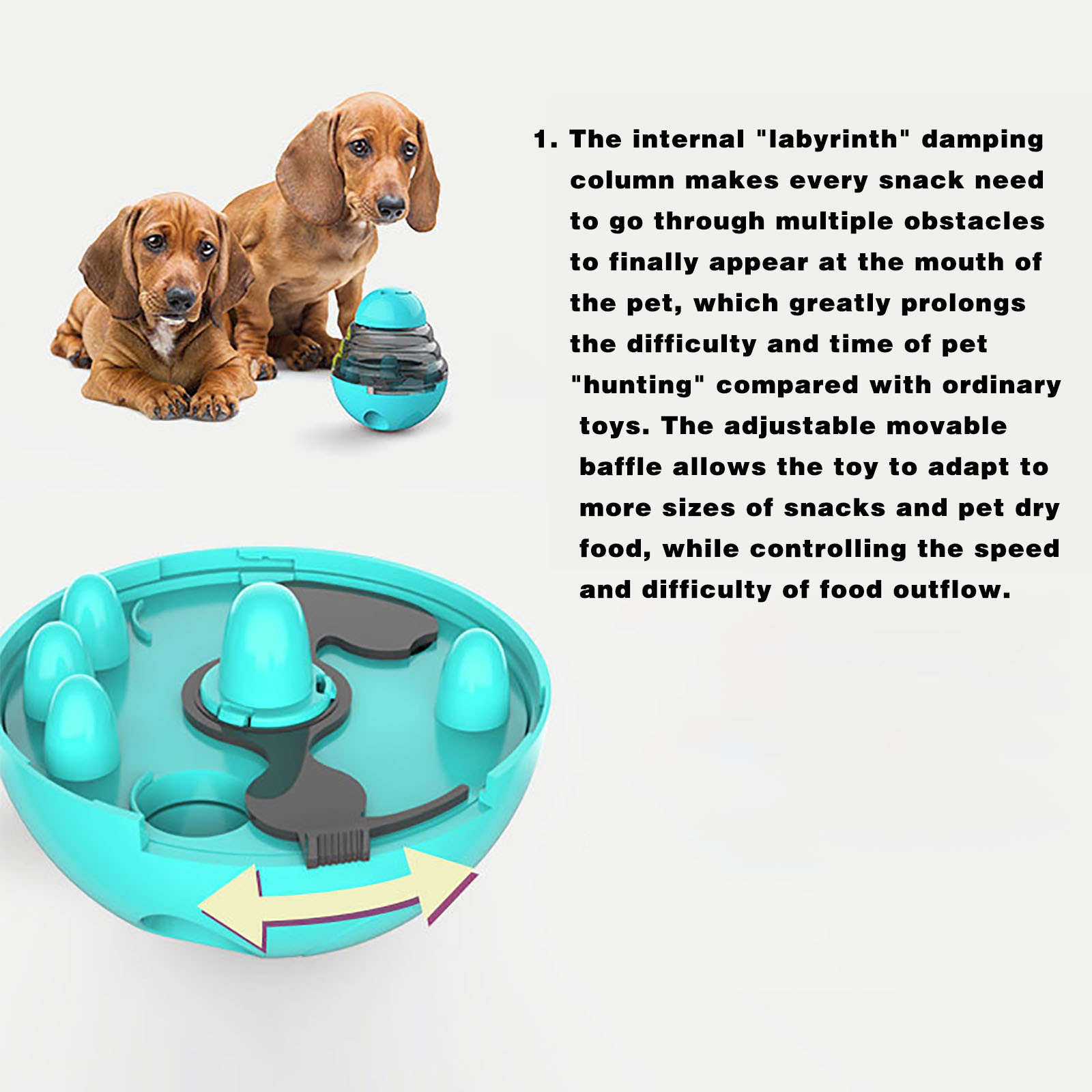 ANYPET Dog Tumbler Interactive Treat Ball, Slow Food Dispensing Toy, Perfect Dog Gift for Large or Small Dogs, Blue, APT03B