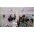 thumbnail image 1 of Ceramic Tile Mural-Attilio Pratella Ships Tile Mural Modern Floor Remodel. 60" w x 36" h using (15) 12 x 12 ceramic tiles, 1 of 3