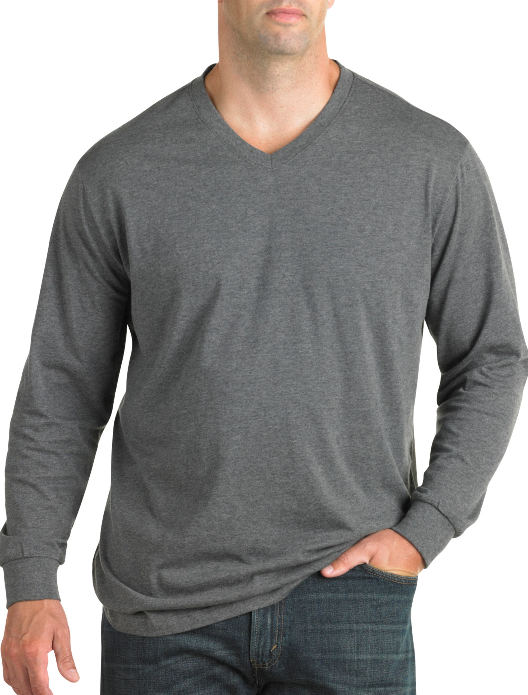 Harbor Bay by DXL Big and Tall Men's Wicking Jersey Long-Sleeve V-Neck ...