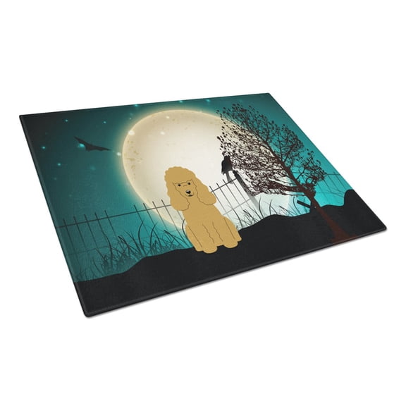 Caroline's Treasures Halloween Scary Poodle Tan Glass Cutting Board Large