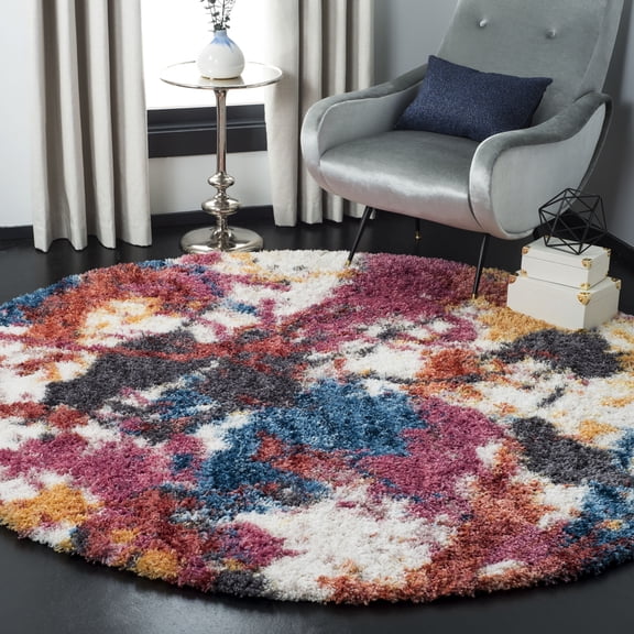 Safavieh Gypsy Joan Abstract Area Rug, Ivory/Blue, 4' x 4' Round