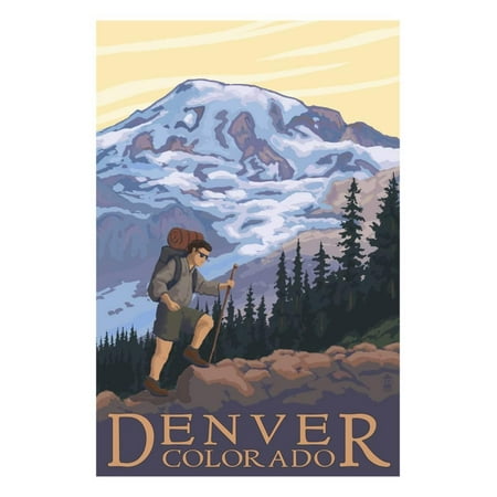 Denver, Colorado - Mountain Hiker Print Wall Art By Lantern