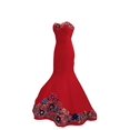 thumbnail image 2 of Charro Quinceanera Dresses Mermaid Style Strpaless Sunflower Embroidered Pageant Dress Party Red 2, 2 of 2
