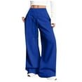 thumbnail image 2 of Womens Wide Leg Sweatpants High Waisted Drawstring Baggy Pants Workout Joggers Trouser with Pockets Blue M, 2 of 8