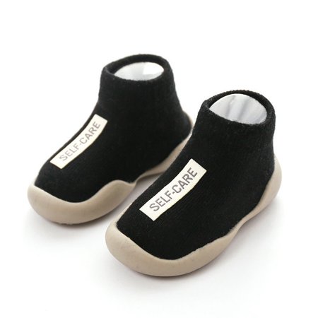

Journey Unisex Baby Shoes First Walking Baby Shoes Toddler Girls Baby Shoes Soft Rubber Sole Non-slip Knit Booties(Black 26/27)