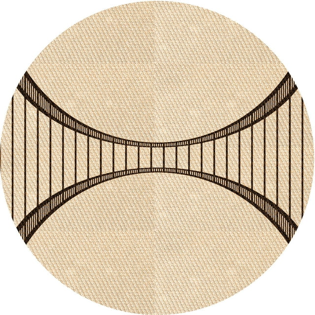 Ahgly Company Tapis Rond Lavable en Machine Intérieur Transitionnel Pérun Brun, 3 Pieds Rond