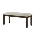 thumbnail image 3 of Humpty 43 Inch Bench- Gray Polyester Upholstery- Cherry Brown Solid Wood, 3 of 6