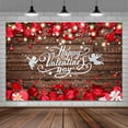 thumbnail image 4 of 7 x 5 ft Brown Wood Love Heart Rose Print Photography Backdrop Valentine's Day Theme Backdrop Engagement Wedding Anniversary Proposal Couple Party Decoration Photo Photography Background, 4 of 5