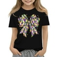 thumbnail image 5 of Abcomgle Girls Mardi Gras T-Shirt Carnival Purple Green Yellow Bow Shirts for Kids Girls Crewneck Short Sleeve T-Shirts for Kid Girls Spring Funny Parade Blouses for Girls, 5 of 5