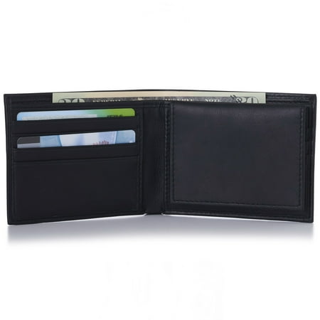 Alpine Swiss Mens Leather Wallet Money Clip Bifold Trifold Front Pocket