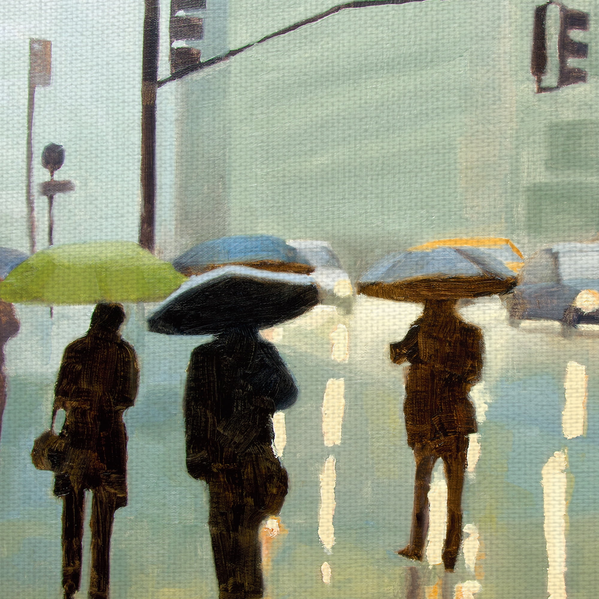 Masterpiece Art Gallery New York Reality Rainy Street By Tate Hamilton Canvas Art Print 30" x 40"