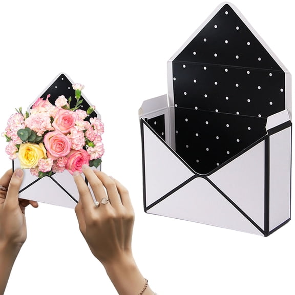 FENGGHAO Red Valentine Envelope Box Folding Floral Bouquet Holder for Gift Cards Wedding Birthday Party Decor