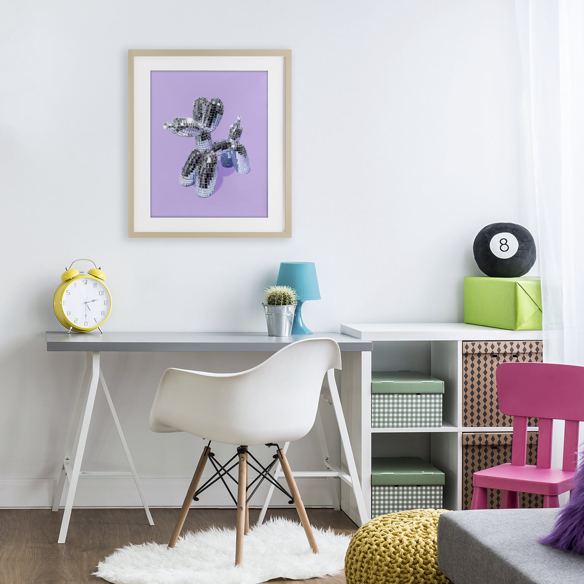 Stupell Industries Disco Balloon Animal on Lilac Birch Framed Print Under Glass, design by LISH Creative