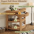 thumbnail image 6 of Aukfa 37" Fluted Half Moon Console Table with Drawer & Open Shelves, Entryway Accent Table for Living Room Hallway, Natural, 6 of 8