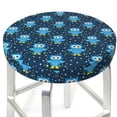 thumbnail image 3 of Bingfone Blue Owl Padded Round Bar Stool Cover Cushion with Elastic Fabric Round Chair Seat - Blue Owl, 3 of 7