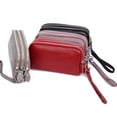 thumbnail image 1 of Bolso de mano de piel de vaca de primera capa para mujer, billetera larga de gran capacidad con cremallera de tres capas, bolso de muñeca de cuero simple para mujer, 1 of 4