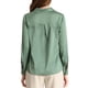 thumbnail image 3 of CAMISAS ELEGANTES PARA MUJER INSPIRADAS CHIC, CON CUELLO PUNTA V Y MANGAS LARGAS, BLUSA DE SATÉN SUAVE M VERDE POLVO, 3 of 8