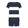 thumbnail image 5 of Gaecuw Two Piece Outfits for Women Summer 2 Piece Short Outfits with Pocket Drawstring Striped Loungewear Sleeveless Round Neck Tops Pajamas Pants Vacation Sets Tracksuits Blue L, 5 of 5