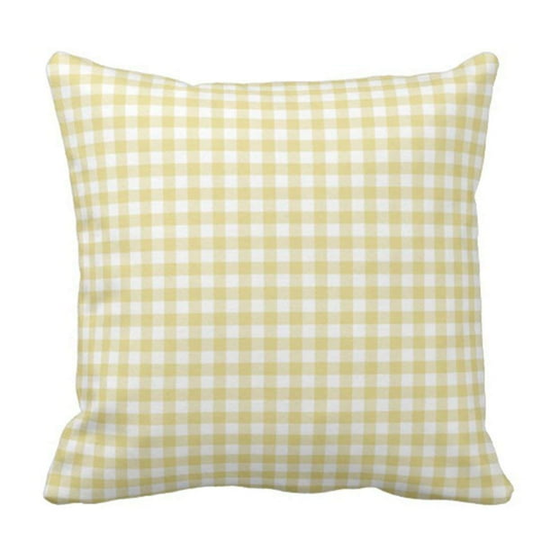 ARTJIA Colorful Check Custard Yellow Gingham Checkered Pillowcase