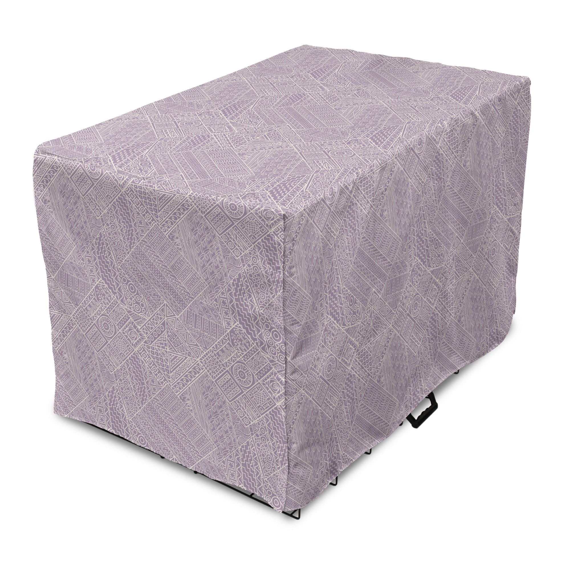 Abstract Dog Crate Cover, Hand Drawn Zigzags Circles Geometric and
