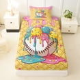 thumbnail image 3 of Castle Fairy Baseball Print Twin Sheets 3pcs, Pink Ice Cream Drip Bedding, Blue Yellow Green,1 Fitted Sheet, 1 Flat Sheet and 1 Pillowcase, 3 of 6