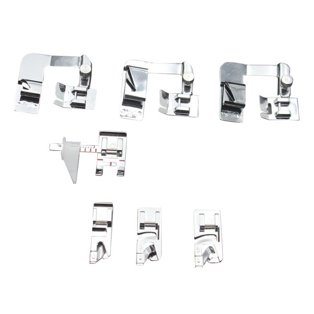 Dalazy 8pcs Presser Feet Set Sewing Machine Rolled Hem Pressure Foot Foot Kit Adjustable Guide Bias Binder Rolled Hem Pressure Foot