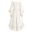 thumbnail image 5 of Anmrize Off Shoulder Renaissance Dress, Layered Hem Cosplay Costume, Full Length Halloween Dress, Renaissance Faire Outfit, Womens's Medieval Renaissance Costume Cosplay Over Dress, White M, 5 of 6