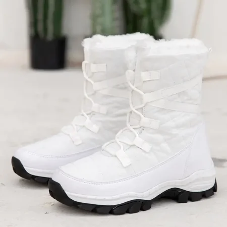 

Thickening Fleece Lined Snow Boots Thick-soled Platform Lace Up Calf Boots Women‘s Footwear