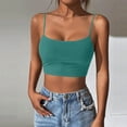 thumbnail image 2 of FRSASU Women's Crop Cami Tops Solid Slim Scoop Neck Spaghetti Strap Basic Yoga Camisole Tank Tops Green-A, 2 of 5