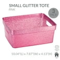 thumbnail image 3 of Simplify 3 Pack Small Plastic Glitter Storage Tote Baskets, Pink, 3 of 5