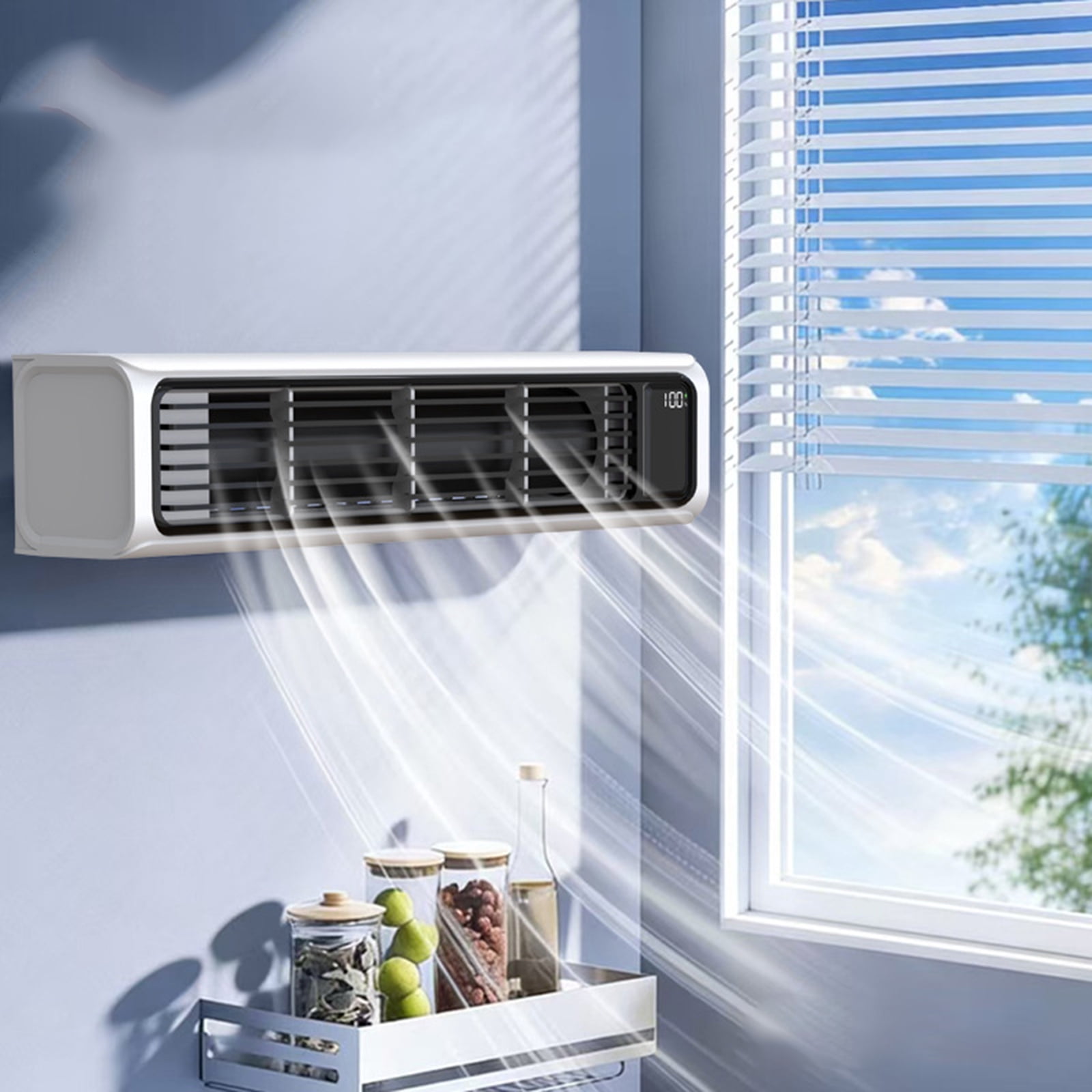 Split Mini Portable Air Conditioner Without Vent Hose, Wall Mount Ductless Cooling AC Unit, Ultra Quiet 3 Speed Control Fan for Car, RV, Office, Kitchen & Bedroom