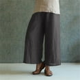 thumbnail image 6 of QUYUON White Capris for Women Ladies' Solid Color Elastic Waist Cotton And Linen Big Casual Pants Jean Capris Female Capris Style Q981 , Dark Gray Large, 6 of 8