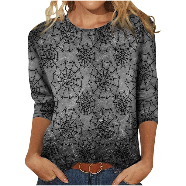 Camiseta de manga larga con cuello redondo y estampado informal a la moda de verano para mujer Fridja fjkfkj317