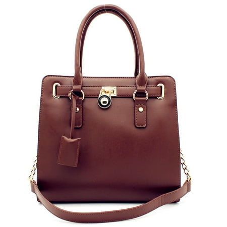 Designer Inspired Fashion Satchel Top-Handle Handbag With Padlock In Multi Color