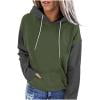 TKLPEHG Women Hoodies Drawstring Hooded Sweatshirt with Pockets Long Sleeve Classic Color Block Patchwork Lightweight Fashion Casual Loose Pullover (Army Green,L)