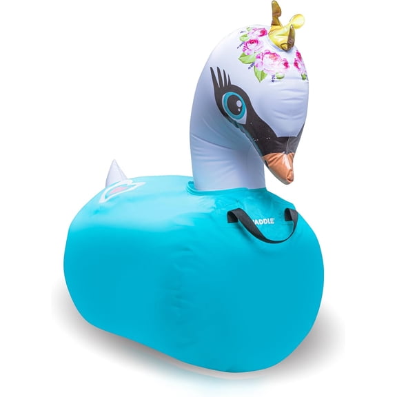 Waddle Hip Hoppers Large Bouncy Hopper - Inflatable Hopping Animal Bouncer Ride On Toys, Easy Grip, Stable Base, Outdoor & Indoor Animal Hopper Toy, Supports Up to 250 Lbs, Ages 5 and Up (Swan)